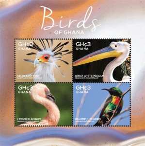 GHANA 2015 - BIRDS OF GHANA - SHEET OF 4 STAMPS - Scott #2841 - MNH