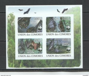 Imperforate 2009 Comoros Wwf Fauna Wild Animals Bats Kb ** Uc369