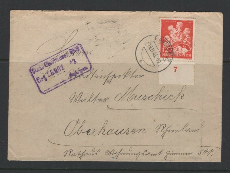 Germany - Reich #B246 (1943 Winter Relief) single use on Nov 19/1943 cover CV €6