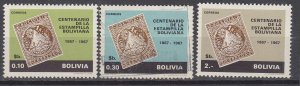 J39303 jlstamps, 1968 bolivia set mh #515-7 stamp