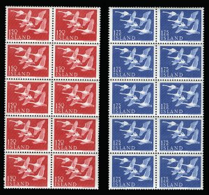 Iceland #298-299 Cat$112, 1956 Northern Countries, set of two in blocks of te...