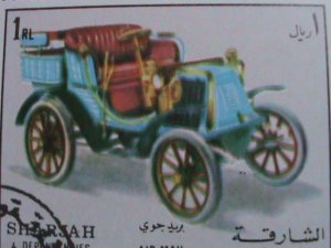 ​SHARJAH-1972 BEAUTIFUL ANTIQUE CLASSIC AUTO CARS CTO SHET-VERY FINE