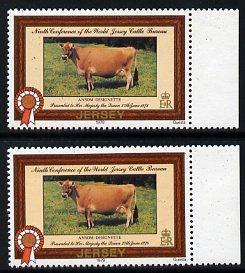 Jersey 1979 Cattle 25p with gold printing doubled with no...