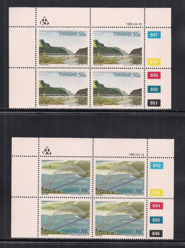 SOUTH AFRICA - TRANSKEI SC# 159-62  4 CONTROL BKS/4 #836-47   FVF/MNH  1985