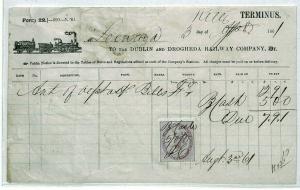 GB IRELAND *Dublin & Drogheda* Railway WAY BILL 1861 {samwells-covers}CV227