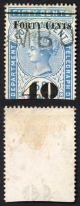 Ceylon BFT51 40c  (Type T46) on 50c Blue Telegraph Cat 13 pounds