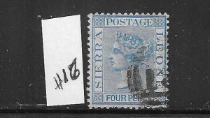 SIERRA LEONE #16 1876-96 VICTORIA 4P (BLUE) USED