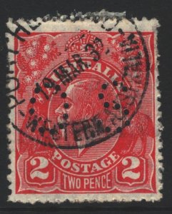 Australia Sc#71 Used - perfin OS - minor crease