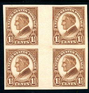 USAstamps Unused VF US Harding Dash Gutter Block Scott 631 OG MVLH PO Fresh