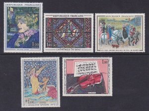 France 1113-17 MNH OG 1965 Various Famous Paintings Full 5 Stamp Set VF