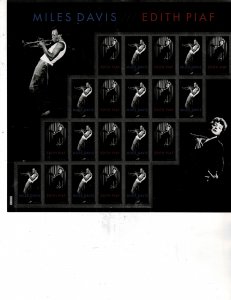 Musicians Miles Davis Edith Piaf Forever US Postage Sheet #4692-93 VF MNH