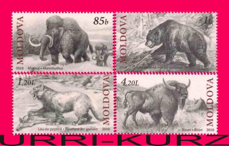 MOLDOVA 2010 Ancient Prehistoric Fauna Lost Animals Mammoth 4v Mi 719-722 MNH