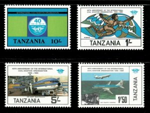 Tanzania 1984 - Civil Aviation Org, 40 Years - Set of 4v - Scott 246-49 - MNH