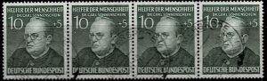 Germany 1952,Sc.#B328 used strip of 4, welfare