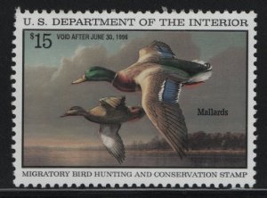 US, RW62, MNH, 1995, MIGRATORY BIRD HUNTING