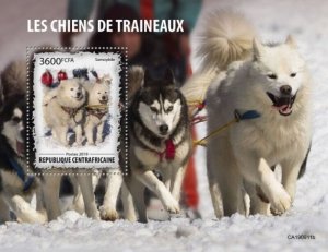 Central Africa - 2019 Sled Dogs on Stamps - Stamp Souvenir Sheet - CA190911b