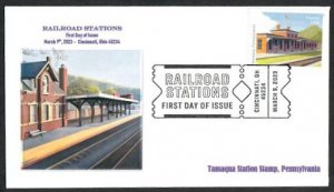 5761-FDC-63cRailroadStations-Tamaqua Station, PA-WallyJrCachet-23-M-103-BWP