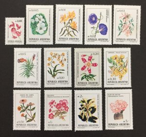 Argentina 1985-8 #1515-27 (13), Flowers, MNH.