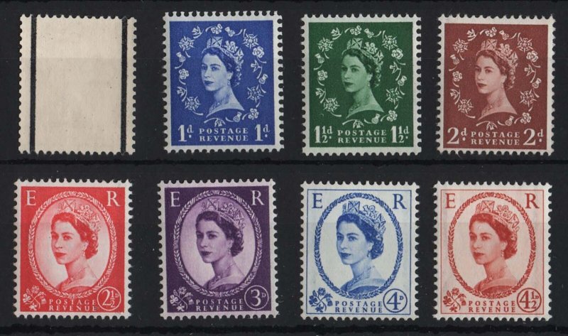 GB 1958 Graphite wmk upright set of 8 fine unmounted mint good perfs