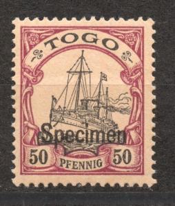 Togo 1900 Yacht 50 Pf. SPECIMEN overprint, mint, hinged