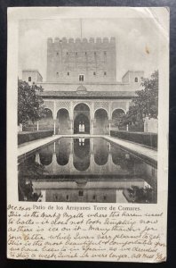 1905 Granad Spain RPPC Postcard Cover To Millon England Comares Tower