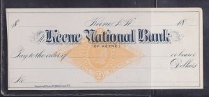 US Revenues: Stamped Paper #RN-G1; Check - Keene NH (Keene National Bank)