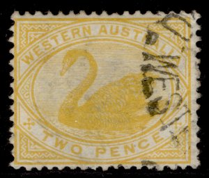 AUSTRALIA - Western Australia QV SG113, 2d bright yellow, FINE USED.