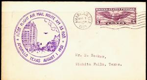 #C12 FirstFlight Cover From Amarillo Tex. Aug 1,1931 33S26