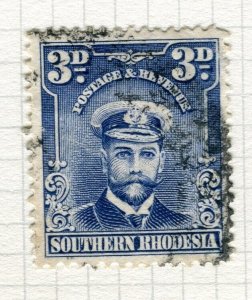 RHODESIA; 1913-20 early GV Admiral issue used Shade of 3d. value