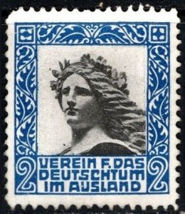 Vintage German Charity Poster Stamp 2 Pfennig Association for Germanness Abroad