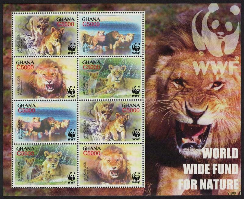 Ghana WWF African Lion MS SG#MS3436 MI#3701-3704 SC#2433 a-d