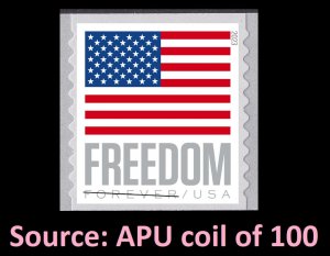 US Flag Freedom forever coil single APU (1 stamp from coil of 100) MNH 2023 4/15 