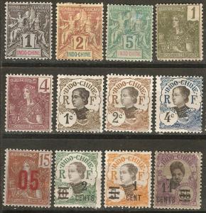 Indo-China 12 Different Mint Faulty 1892-1922 SCV $21.35