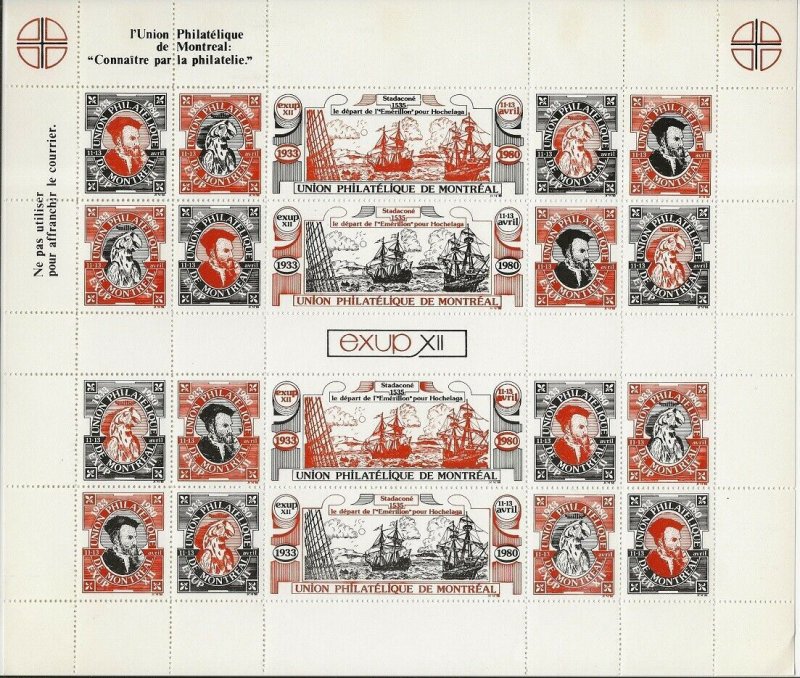 Canada 1980 UPM Cartier | Parrot | Ship Cinderella Perf. SHEET VF-NH Scarce  