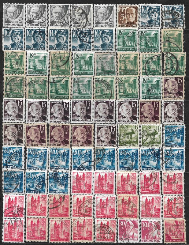 COLLECTION LOT OF 80 GERMANY  RHINE PALATINATE 1947+ STAMPS CLEARANCE CV+ $29