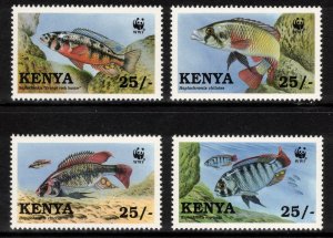 KENYA 1997 Lake Victoria Fish/ WWF; Scott 703-06; MNH