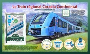 Togo 2016 MNH Coradia iLint Regional Train 1v S/S Trains Railways Rail Stamps