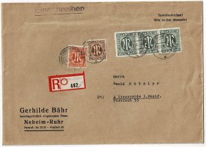 A.M.G. issue 1945, Sc.#3N6,7, 3N14 on registered cover, cv 90 €