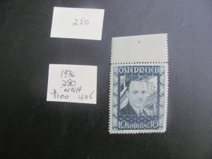 AUSTRIA 1936 MNH SC 380 SET SUPERB $1100  (250)