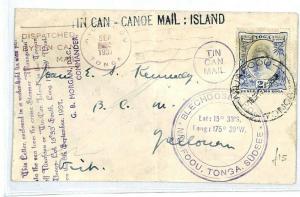 TONGA Niuafoʻou TIN CAN MAIL Postcard 1937 {samwells-covers} CW270