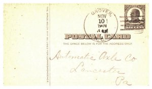 United States North Carolina Grover 1909 4a-bar  Postal Card  Edge wear at ri...