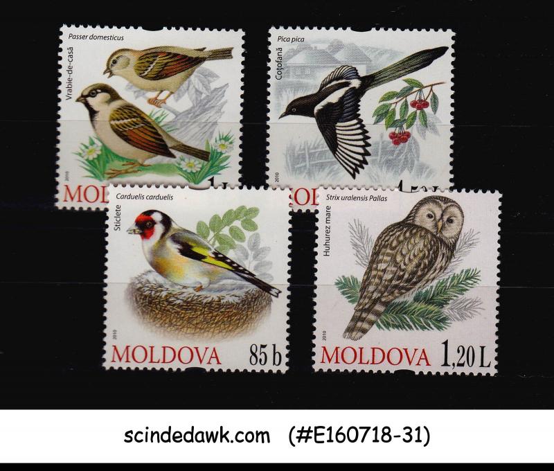 MOLDOVA - 2010 BIRDS / OWL / SPARROW - 4V - MINT NH