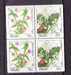 Palau-Sc#133b- id7-Unused NH block of 2 pairs from the booklet-Indigenous Flower