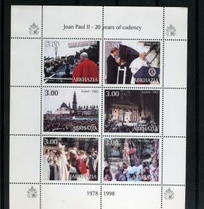 Abkhazia 1998 Pope John Paul II 1978/1998 Sheet Perforated mnh.vf