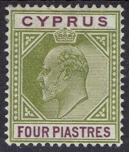 CYPRUS 1904 KEVII 4PI WMK MULTI CROWN CA 