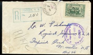 ?TRACADIE, N.B. Registered cds, 1947 WAR issue cover Canada