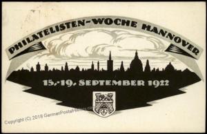 Germany 1922 Hannover Stamp Week Private Ganzsachen Postal Card Used Cover 68501