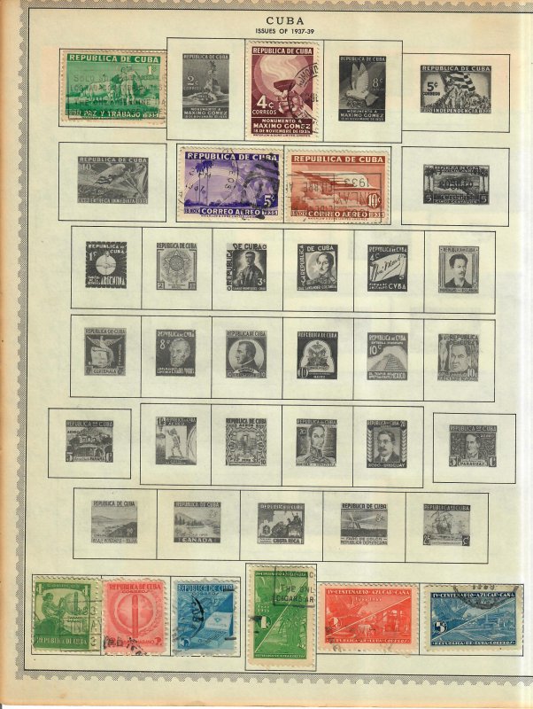 Cuba Stamp Collection On Album Pages Mixed Condition Lot