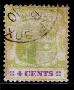 Mauritius 1895 - 99 QV 4ct Dull Purple& Emerald Used SG 130 ( D1014 )