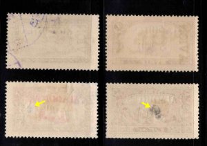 Alaouites Scott C5-C8 Used surcharged airmail stamp set 1925 few small thins